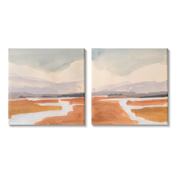 Stupell Industries Rural Nature Landscape Quaint Stream Cloudy Sky Painting Gallery Wrapped Canvas Print Wall Art, Set of 2, Design by Victoria Barnes