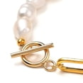 thumbnail image 4 of 1 pc Mother's Day Jewellery Natural Baroque Pearl Keshi Pearl Beaded Bracelets with Iron Paperclip Chains and 304 Stainless Steel Toggle Clasps Golden 7.28~7.68 inch(18.5~19.5cm), 4 of 6
