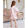 thumbnail image 4 of Arshiner Girls Pajamas Silk Satin Pajama Set 2 Piece Button Down Pjs Ruffle Sleepwear, 4 of 5