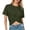 e-697Army Green3267, variant on Women Blouse Summer Fashion Casual Short Sleeve Round Neck Cropped Tops With For Daily Wear Holiday Female Solid Color Dailywear