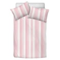 thumbnail image 4 of Juego de cama de rayas rosas (3pcs), blanco Una funda nórdica y dos fundas de almohada, 4 of 9
