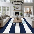 thumbnail image 4 of Navy Blue Stripe Nautical Area Rugs 6x9 for Living Room, Aqua Anchor Summer Coastal Non Slip Washable Rug Runner, Low Pile Indoor Floor Carpet Mat Bathroom Rugs for Bedroom, Kids Room, 4 of 9