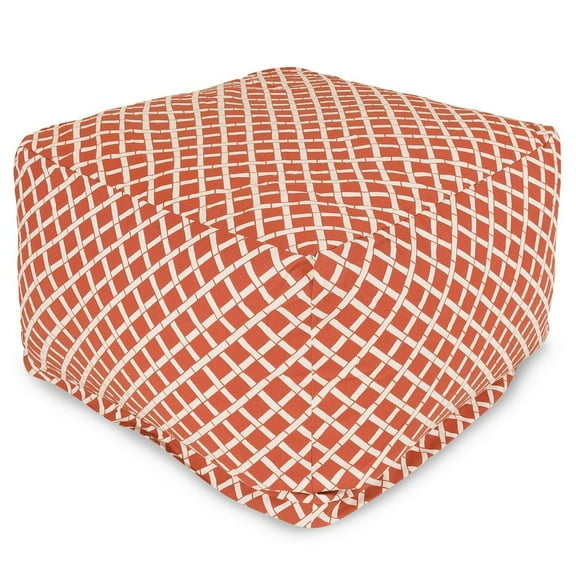 Majestic Home Goods Ottoman Pouf Bamboo Burnt Orange