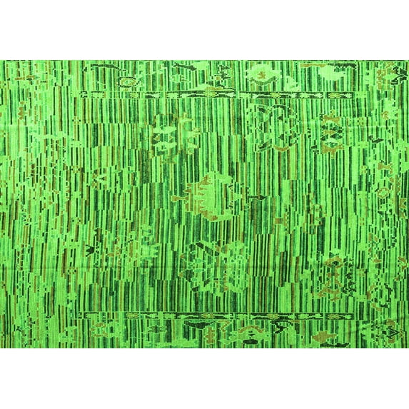 Ahgly Company Indoor Rectangle Abstract Green Modern Area Rugs, 5' x 8'