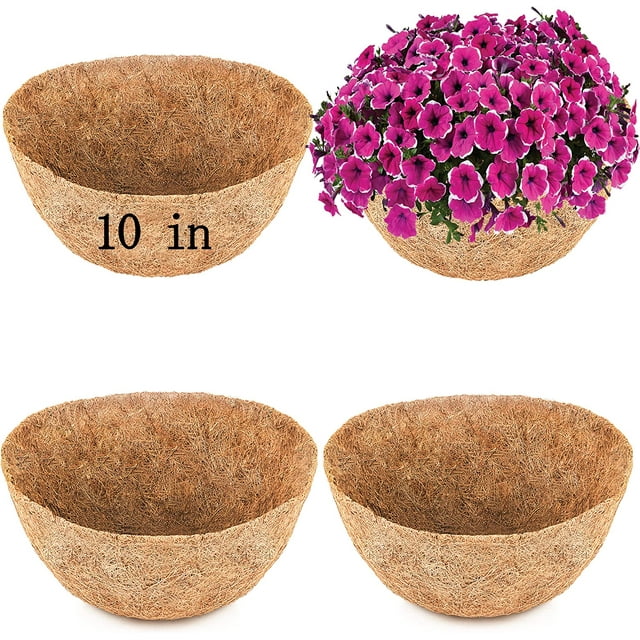 4Pack Coco Liner Coconut Planter Liners for Planters Hanging Basket