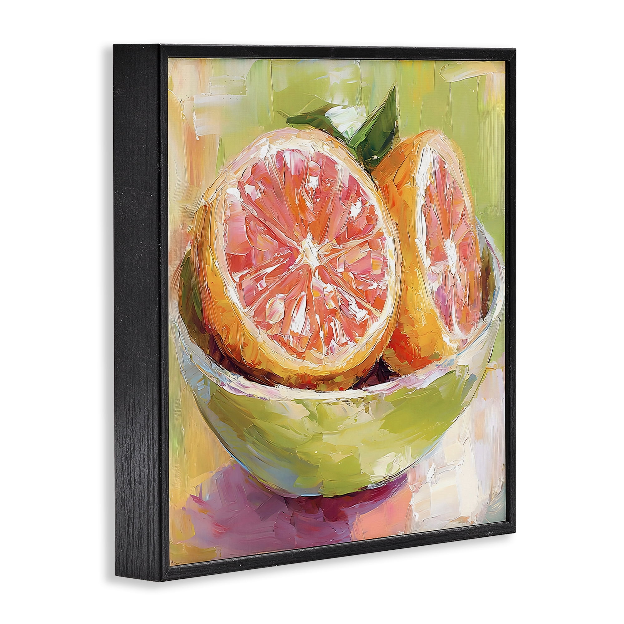 Stupell Industries Sliced Grapefruit in Bowl Black Framed Giclee Art, design by Riley B