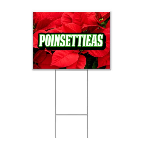 Poinsettias (18" x 24") Yard Sign, Includes Metal Step Stake