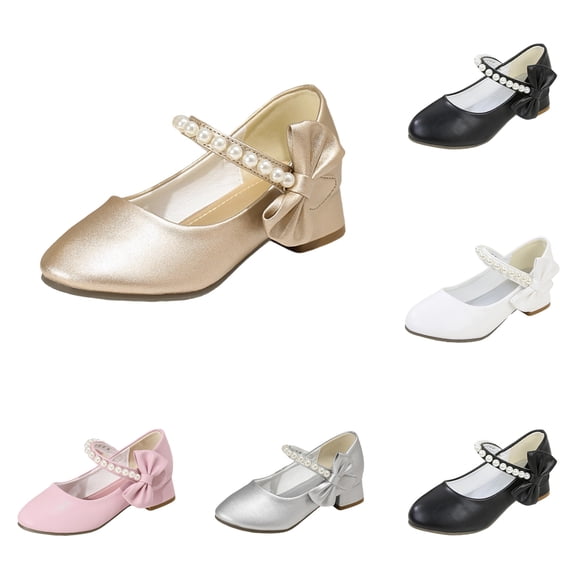 XinghaiYIDE Girls Elegant Low-Heel Dress Shoes, Bowknot 2026 Pumps for Toddler/Little Kid/Big Kids, Formal Party/Wedding/Performance Princess Heels, Non- Comfortable Footwear for Ages 5-12 Gold