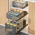 thumbnail image 2 of 2Pcs Under Kitchen Sink Organizer Slide Out Pull Out Organizer with Adhesive Film Under Sliding Cabinet Basket Storage Shelf for Kitchen Bathroom Black Small Durable Space-Saving Easy Installation, 2 of 6