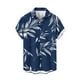 thumbnail image 4 of Blusa y camisa de manga corta con cuello vuelto para hombre, informal, a la moda, con estampado de bolsillo y botones, de poliéster., 4 of 6
