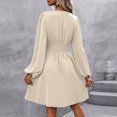 thumbnail image 5 of Women's Elegant Dress V Neck Long Sleeve High Waist Swing Prom Cocktail Short Dresses, 5 of 9