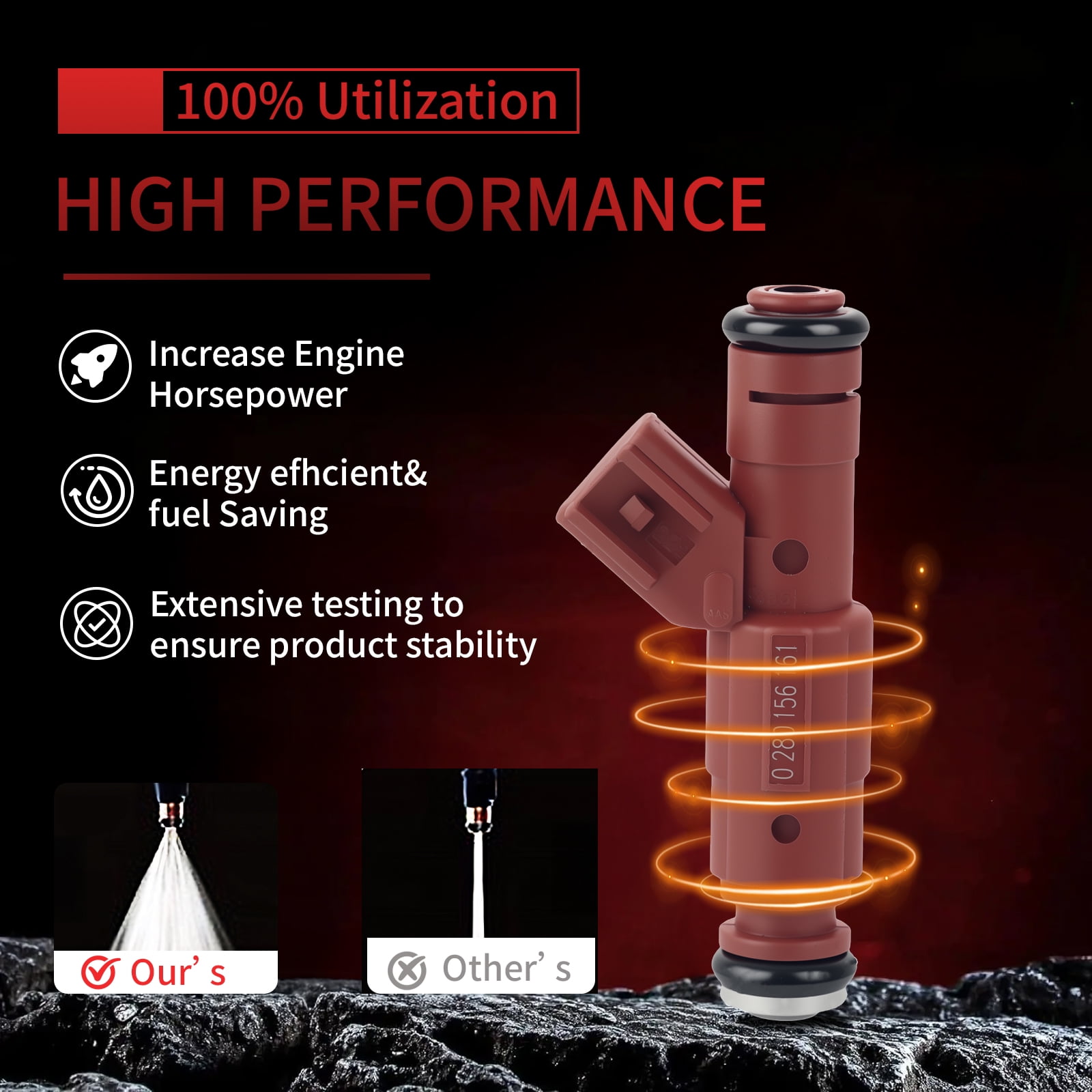 6 Pcs Fuel Injectors Compatible with Jeep: Wrangler (TJ) / Liberty / (Grand) Cherokee, For Dodge: Ram 1500/Dakota, For Ford: Mustang/Escape, 3L/3.7L/3.8L/3.9L/4.0L 1999-2008, 0280156161