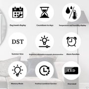 SDFGTstore Contemporary Digital Clock Multifunctional Display Temperature Sensors Count Down