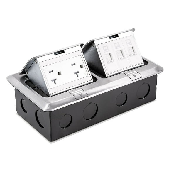 Pop Up Floor Outlet W/ Sockets and LAN 20 Amp Recaptacle Outlet Ac125v Silver