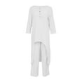 thumbnail image 4 of Wiyuqeen Two Piece Cotton Outfits for Women High Low Hem 3/4 Sleeve Blouse with Pants Sets Solid Plain Matching Clothes Sets Ladies Loose Fit Loungewear, 4 of 6