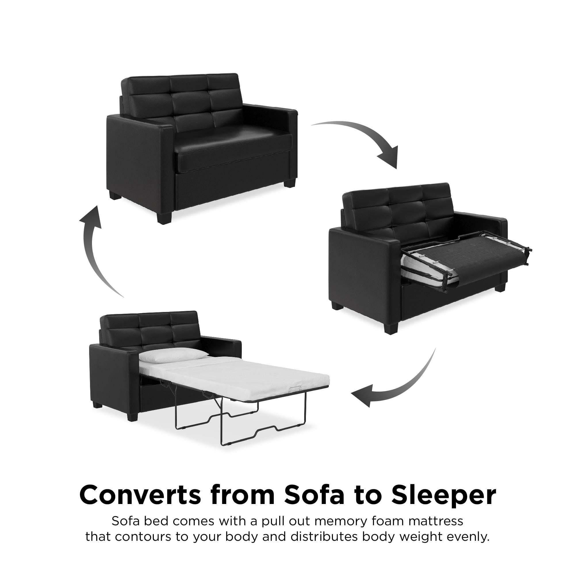 Mainstays Loveseat Sleeper Sofa with Twin Memory Foam Mattress