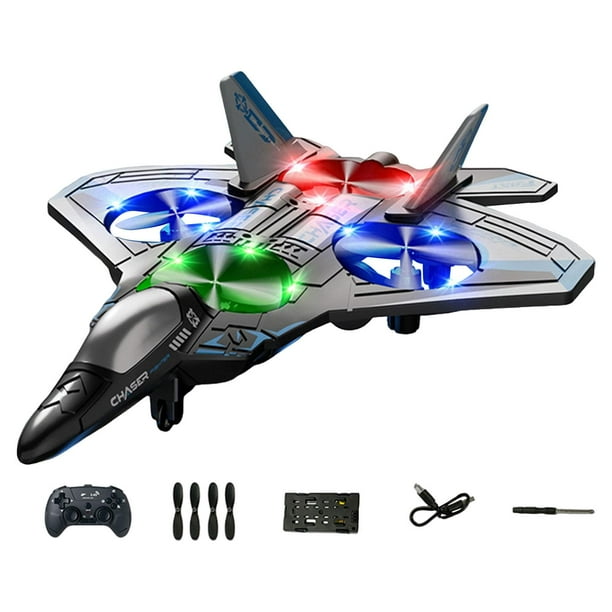 Avión de control remoto RC, juguete para niños, , velocidad ajustable, helicóptero volador portátil con luces de colores Azul
