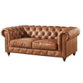 thumbnail image 3 of Crafters and Weavers Craftsman Mission Leather Loveseat in Light Chestnut, 3 of 7