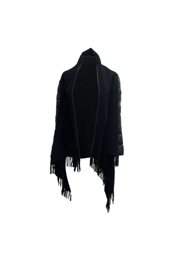 Pre-Owned Moncler Mantella Down Puffer Sleeve Cape Coat In Black Virgin Wool