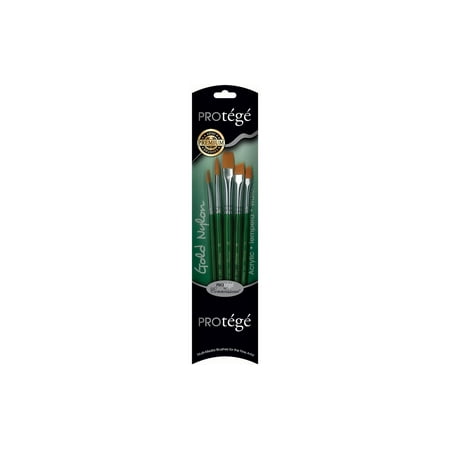 UPC: 0661670909545 | Protege Brush Set Gold Nylon Short Handle 5pc