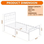 Yoneston Twin Bed Frame with Vintage Headboard and Footboard for Gilrs Boys Kids Teens, White