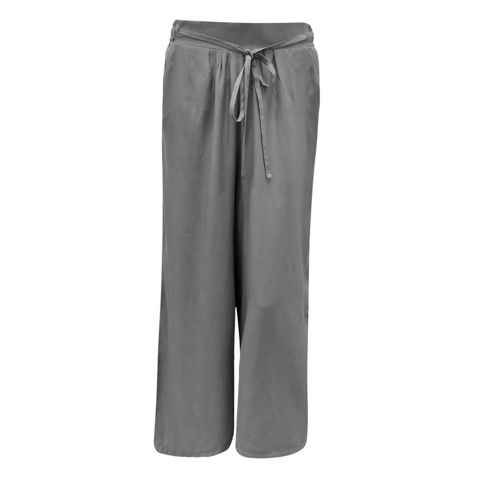 Lghxlxry Women's Casual Flowy Palazzo Pants Elastic Waist Wide Leg Loose Summer  Trousers with Pocket, 3003 Grey, 3X-Large price in Saudi Arabia,   Saudi Arabia