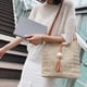 thumbnail image 5 of Bolsa de asas de bolso portátil tejido de paja de verano 1pc para mujeres chicas (marrón), 5 of 5