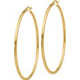 thumbnail image 2 of 14K Yellow Gold Polished 2X60mm Lightweight Tube Hoop Earrings (60 X 2) Made In Peru t923l, 2 of 5