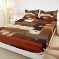 thumbnail image 5 of Manfei Abstract Ombre Rectangle Queen Sheets, Brown Black Beige Queen Sheet Sets, Black Reversible 4pcs1 Flat Sheet + 1 Fitted Sheet + 2 Pillowcases, 5 of 6