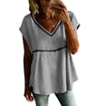 thumbnail image 2 of Guieoi Womens Tops Plus Size Women's 3/4 Sleeve Lace Patchwork Crew Neck Solid Color Casual White Black*Friday/Cyber*Monday, 2 of 6