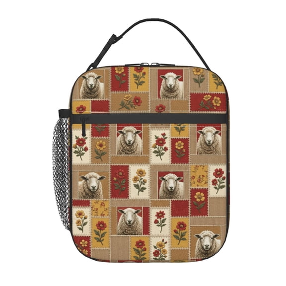 Sheep Insulated Lunch Bag Thermal Cooler Reusable Meal Prep Tote Bag Zippered Lightweight Handheld For Office Work Travel Commute Camping Picnic Beach