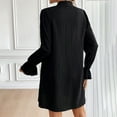 thumbnail image 4 of SMihono Decor Flare Mini Dress Bow Tie Front Dress Women's Plus Size Pearl Beaded Tie Neck Long Sleeve Casual Work Short Dress Black XL, 4 of 9