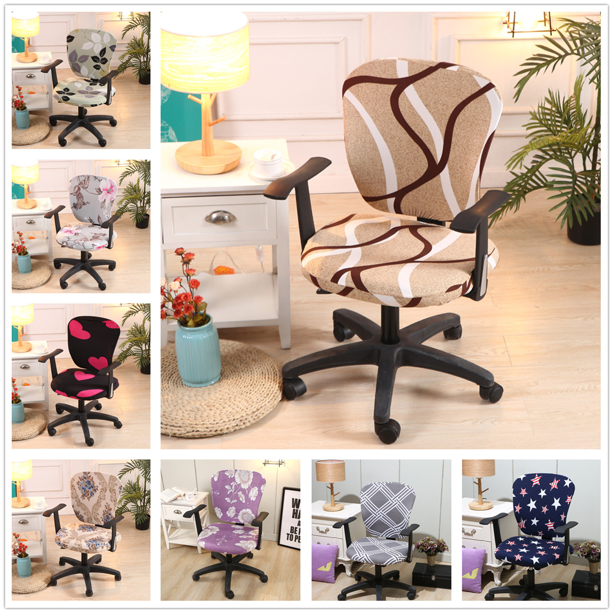 Stretch Jacquard Office Computer Chair Seat Covers,Removable Washable
