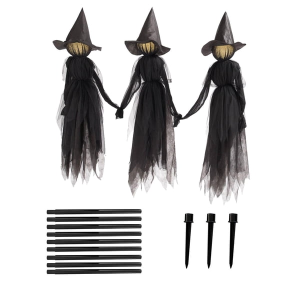 Paquete de 3 brujas de Halloween con cabezas coloridas, sonidos espeluznantes, brujas iluminadas par TOMSHOO Artículos de decoración