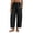 5#a Black, variant on Womens Linen Wide Leg Palazzo Pants Casual Loose Elastic Drawstring Flowy Pant 2026 Travel Baggy Pocket Harem Pants White S
