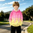 thumbnail image 2 of ZHOGXU Boys Girls Dripping Ice Cream Print Hoodie Long Sleeve Pullover Sweatshirt Kids Casual Classic Tops,6-7 Years, 2 of 7