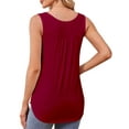 thumbnail image 6 of JYLFC Womens Plus Size Tank Tops Button V Neck Pleated Sleeveless Shirts, Burgundy 3XL, 6 of 7