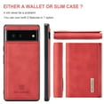 thumbnail image 6 of Compatible with Google Pixel 6A Removable 2 in 1 Wallet Case,Retro Premium PU Leather Cell Phone Back Cover Magnetic Detachable with Trifold Wallet Credit Card Cash Holder Kickstand Case,Red, 6 of 9