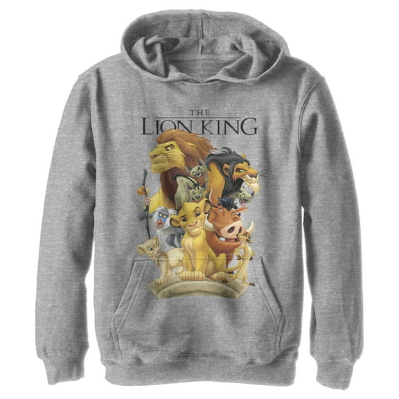 Boy's Lion King Pride Land Characters  Pull Over Hoodie Athletic Heather Large