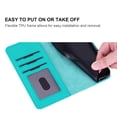 thumbnail image 6 of Compatible with For iPhone XS Max Wallet Case, Magnetic Flip Kickstand Cover with RFID Blocking Credit Card Slots Cash Pocket Wrist Lanyard Embossed Dandelion Pattern Shell,Green, 6 of 7