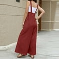 thumbnail image 4 of Kmdttou Women Pullover Hoodie Pockets for Women's Sleeveless Loose Overalls Rompers Cotton Linen Wide Leg Jumpsuits on Clearance!, 4 of 8