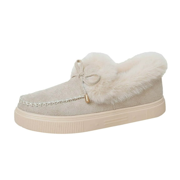 YLYL Women Loafers Suede Leather Warm Fur Lined Fashion Casual Indoor Outdoor Snow Ankle Booties