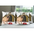 thumbnail image 6 of Ambesonne Pug Throw Pillow Cover 4 Pack, Dog House Cartoon Style, 24", Pale Coffee Sand Brown, 6 of 7