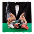 thumbnail image 2 of Ambesonne Poker Shower Curtain, Tuxedo Man with Gaming Chips, 69"Wx70"L, Multicolor, 2 of 4