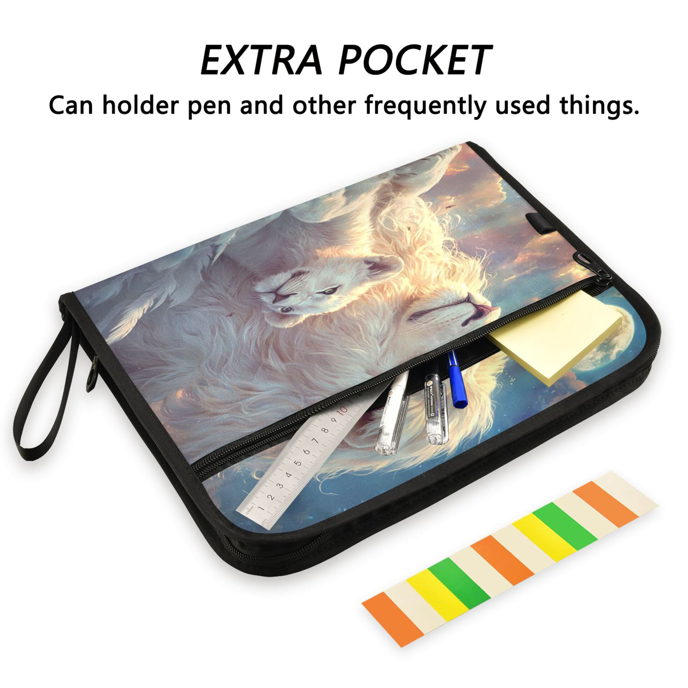 WOBOGO White Maned Lions Expanding File Folder Letter Size Accordion Filing Organizer 13 Pocket Separate Organ Pocket