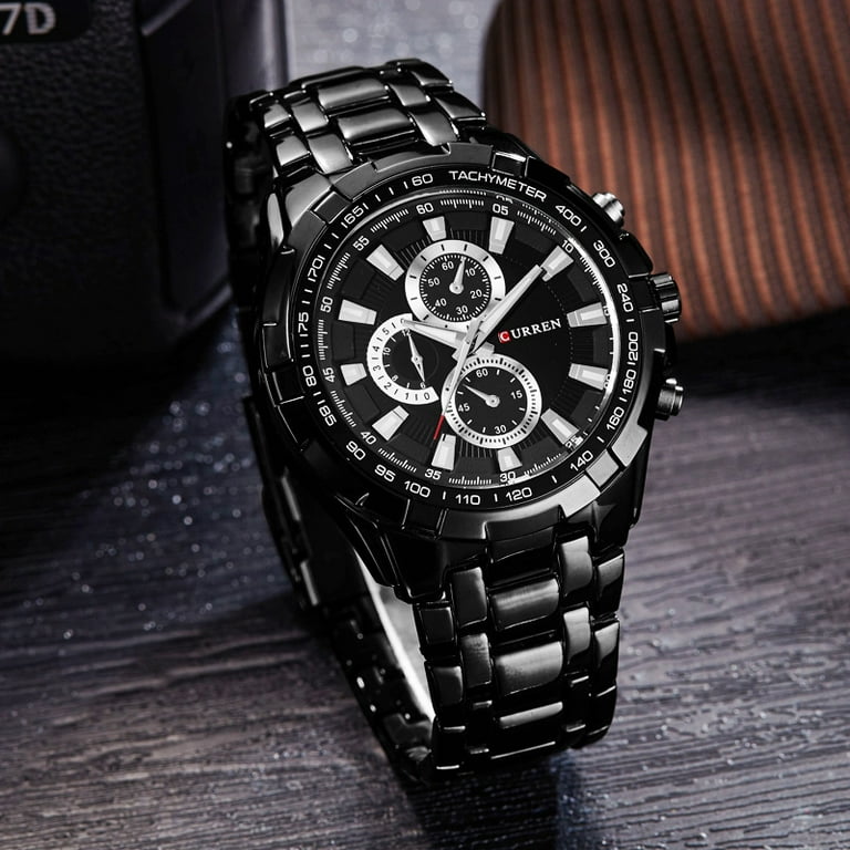 Curren 8023 Fashionable Three-Eye Men's Watch Business Steel Belt