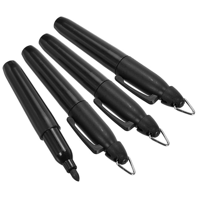 Unique Bargains Mini Permanent Markers Dry Erase Pen with Keychain Clip, Black Ink 4 Pack