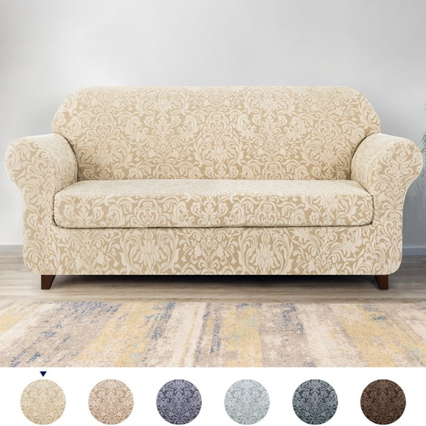 Subrtex 2piece Jacquard Damask Stretch Sofa Cover Loveseat Slipcover