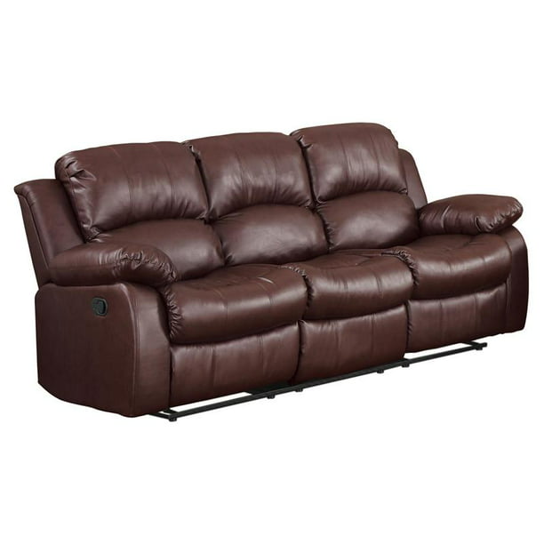 Faux Leather Double Reclining Sofa, Leather Sofa Recliner Brown