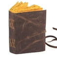 thumbnail image 5 of Vintage Leather Journal 9 x 6 Inch – Handmade Sketchbook with Yellow Deckle Edge Paper for Men and Women, 5 of 8